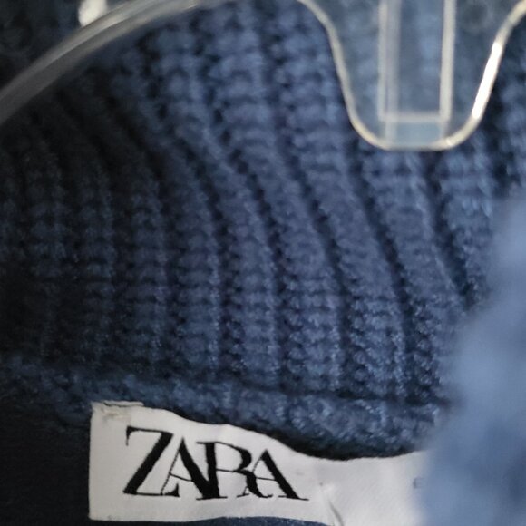 ZARA | High Neck Cropped Sweater Blue Sz M - Picture 5 of 6